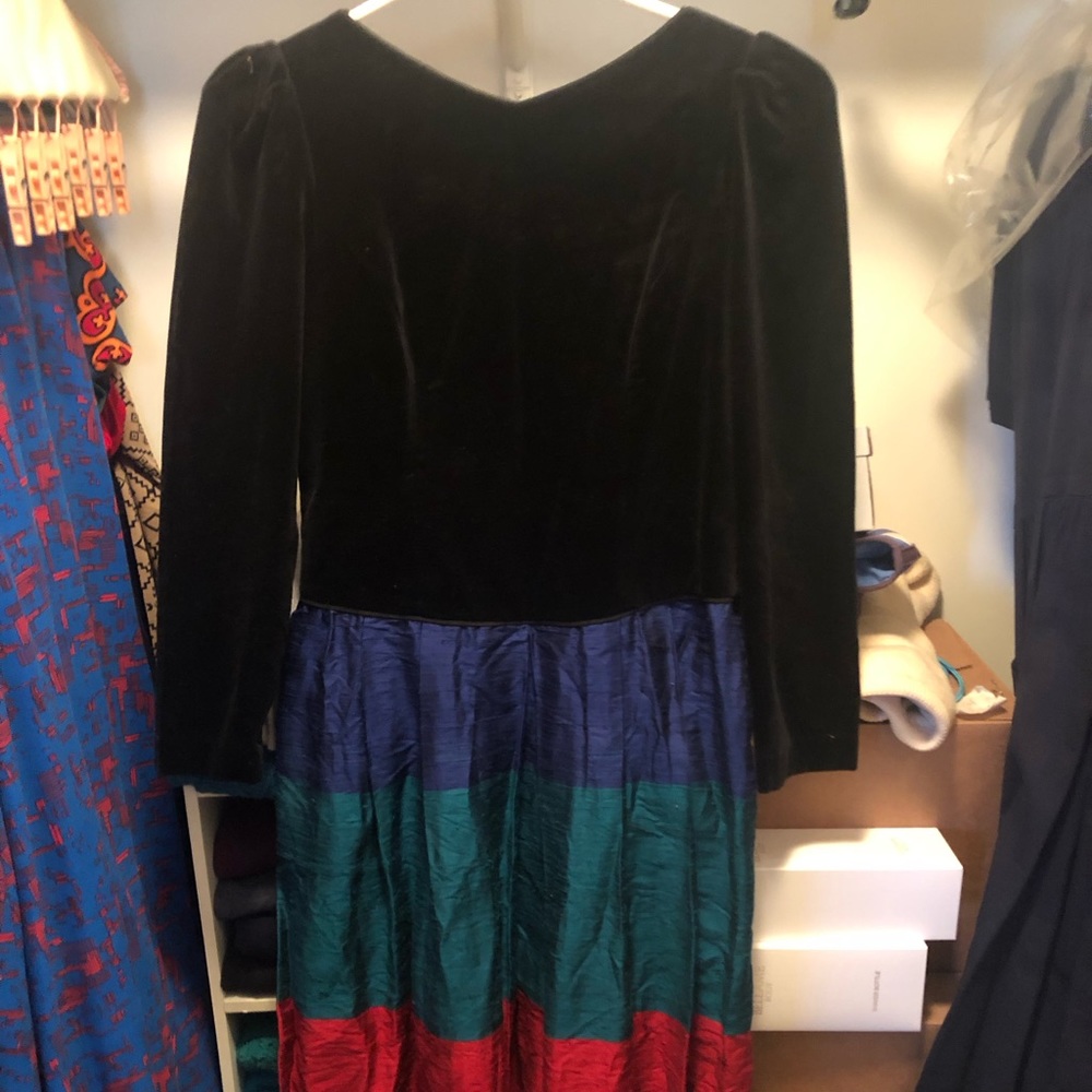 Beautiful Black Velvet and Silk Dress 14